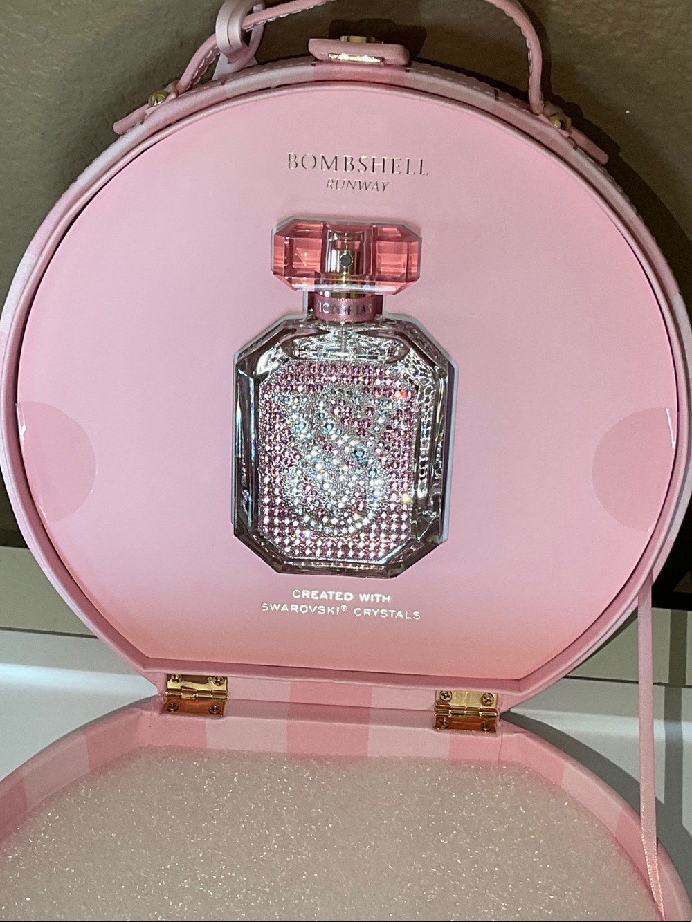 Victoria's Secret Bombshell Runway Pink Round Jewel-Embellished Travel Bag